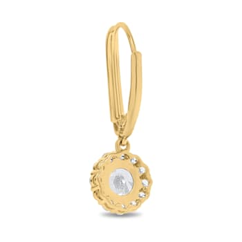 White Cubic Zirconia 14k Yellow Gold Earrings With Velvet Gift Box 2.00ctw