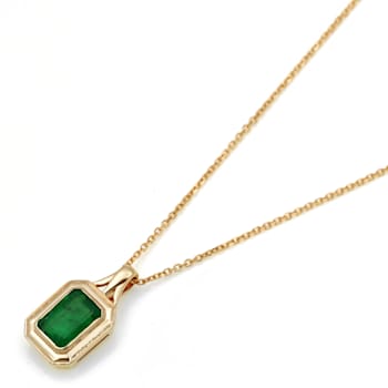1.94 Ctw Emerald Pendant with Chain in 14K YG