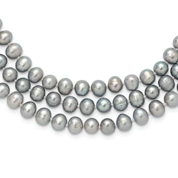 7-8mm Grey Freshwater Cultured Pearl 76-inch Slip-on Necklace