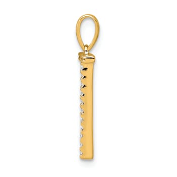 14K Yellow Gold Diamond Letter T Initial Pendant