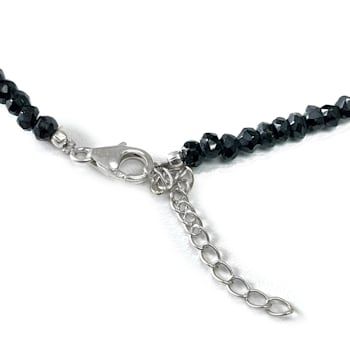Black Spinel and Diamond Washer Sterling Silver Necklace 75.00ctw