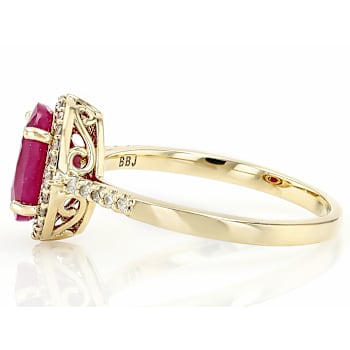 Ruby And Diamond Solitaire Ring In 10K Gold