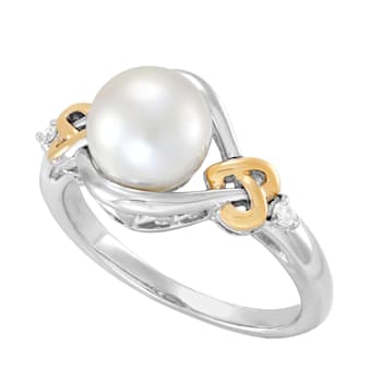 Freshwater Pearl and Diamond Accent Sterling Silver/14K Gold Over
Sterling Silver Love Knot Ring