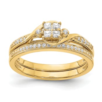 10K Yellow Gold Lab Grown Diamond Cluster Engagement Ring 0.19ctw