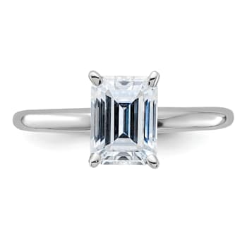 Rhodium Over 14K White Gold 1 3/4 ct. G H I True Light Emerald
Moissanite Solitaire Ring