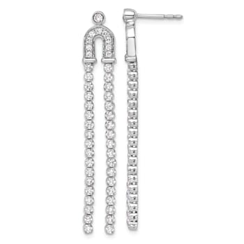 Rhodium Over 14K White Gold Lab Grown Diamond Post Dangle Earrings