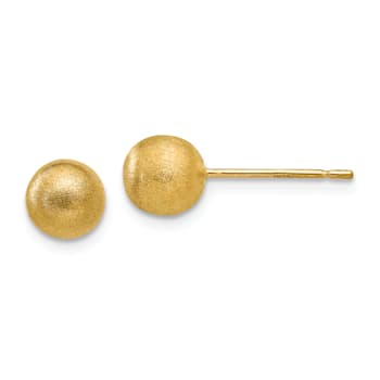 14k Yellow Gold 6mm Satin Ball Stud Earrings