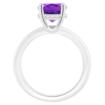 10x8mm Oval Amethyst With Diamond Accents Rhodium Over Sterling Silver
Hidden Halo Ring