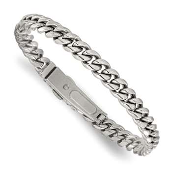 Stainless Steel 8mm Polished Curb Link Bracelet