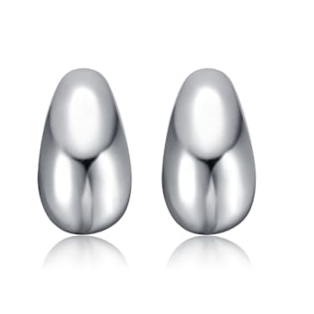 San Marco Rain Drop Cuff Earrings In Rhodium Over Brass