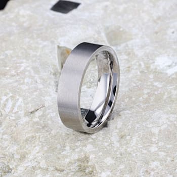 SOLAR Flat Profile Brushed Finish Men’s Titanium Wedding Band 8mm