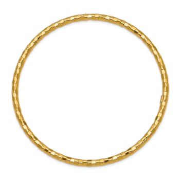 14k Yellow Gold 3mm Polished Textured Slip-on Bangle Bracelet