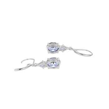 Blue Cubic Zirconia Platinum Over Silver December Birthstone Earrings 6.97ctw