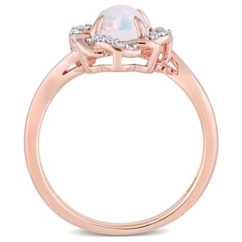 0.75ctw Ethiopian Opal and 0.10ctw Diamond 10k Rose Gold Ring
