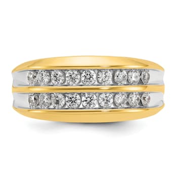 10K Two-tone Yellow Gold with White Rhodium Men's Polished Two-Row
Diamond Ring 0.73ctw