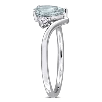 Aquamarine and Diamonnd 14K White Gold Engagement Ring 1.07ctw