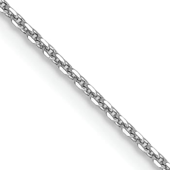 Rhodium Over 10k White Gold 0.9mm Solid Diamond-Cut Round Open Link
Cable 18 Inch Chain