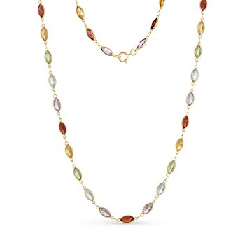 Multi-Gem 14k Yellow Gold 18" Necklace 18.88ctw