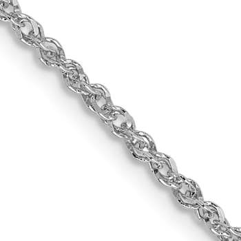 Rhodium Over 14k White Gold 1.7mm Solid Diamond-Cut Rope 24 Inch Chain