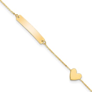 14K Yellow Gold Polished 5.5-inch Heart ID Bracelet