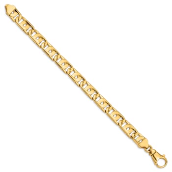 14k Yellow Gold 10mm Hand-Polished Solid Fancy Link 22 Inch Chain