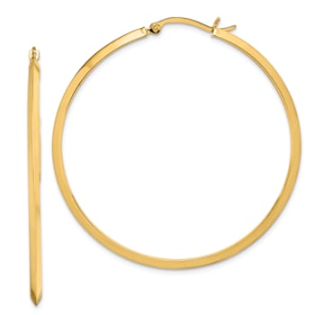 14k Yellow Gold Polished 2 1/16" Hoop Earrings