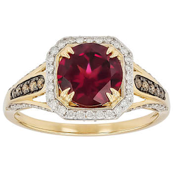 Grape Garnet And Diamond Ring In 14K Gold
