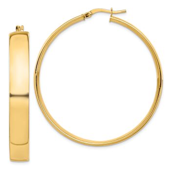 14k Yellow Gold 1 7/8" High Polished Hoop Earrings