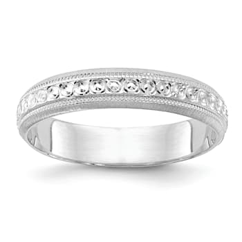 14K White Gold 3mm Design Etched Wedding Band
