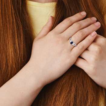 Blue Sapphire and Diamond 14K White Gold Ring 1.10ctw