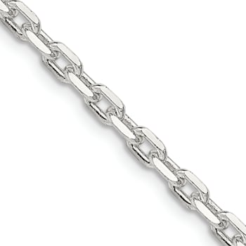 Sterling Silver 3.25mm Beveled Oval Cable Chain Necklace