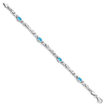 Rhodium Over 10k White Gold Blue Topaz 4 Stone Bracelet