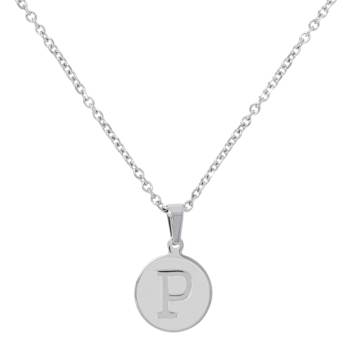 Initial P Charm Pendant Necklace In Silver-Tone