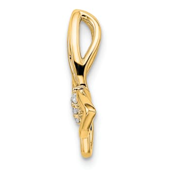 14k Yellow Gold and Rhodium Over 14k Yellow Gold Polished Butterfly
Diamond Chain Slide Pendant