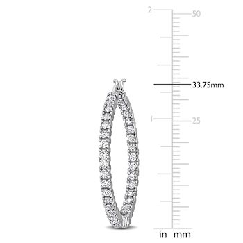 3.0ctw Created White Sapphire Hoop Earrings in Sterling Silver