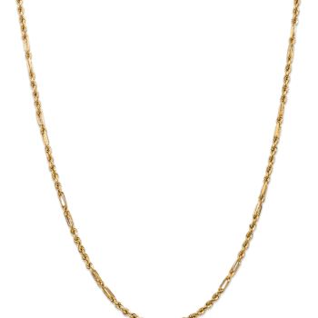 14k Yellow Gold 3mm Diamond-Cut Solid Milano Rope 18 Inch Chain