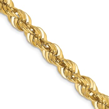 14k Yellow Gold 6mm Solid Rope 28 Inch Chain