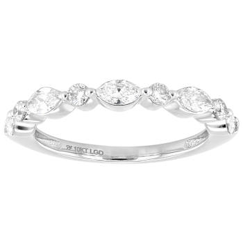 Lab-Grown Diamond Marquise and Round Band Ring in 10k White Gold