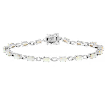 Australian Coober Pedy Opal Cabochon Bracelet In Sterling Silver 5x3mm