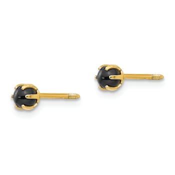 14K Yellow Gold 3mm Onyx Post Earrings