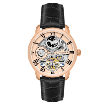 Thomas Earnshaw Longitude Automatic Rose Dial Black Stainless Steel Band
Skeleton Watch