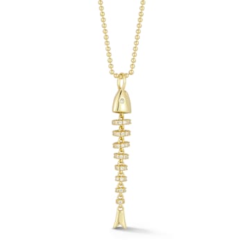 Rachel Zoe Pave CZ Fish Bone Pendant Necklace in 14K Gold Over Sterling Silver