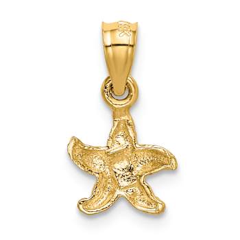 14k Yellow Gold Textured and Diamond-Cut Starfish Pendant