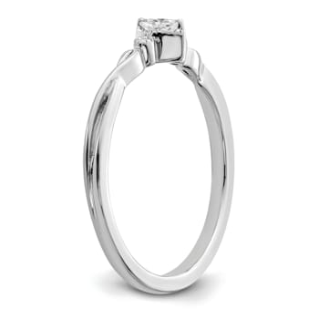 Rhodium Over 14K Gold Petite Beaded Edge Marquise Diamond Ring 0.09ctw
