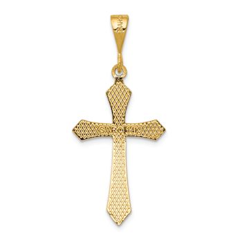 14k Yellow Gold Textured Passion Cross Pendant