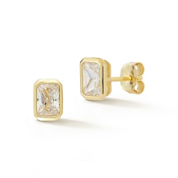 Rachel Zoe Bezel Set Radiant-Cut CZ Stud Earrings in 14K Gold Over
Sterling Silver
