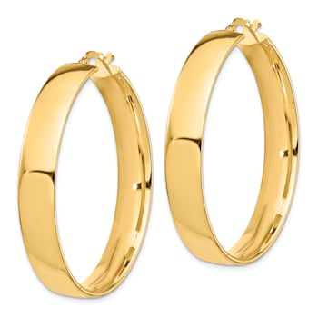 14k Yellow Gold 1 11/16" High Polished Hoop Earrings