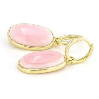 Pink Conch Shell Earrings In 18K Gold Over Sterling Silver 20x12mm