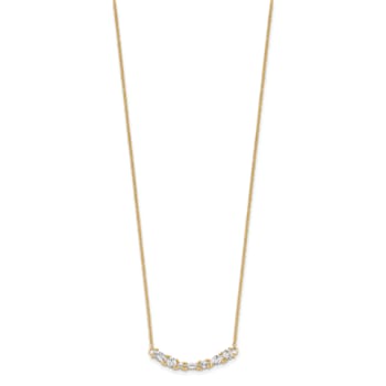 14K Yellow Gold and White Rhodium-plated Polished and Diamond-cut Bar Necklace