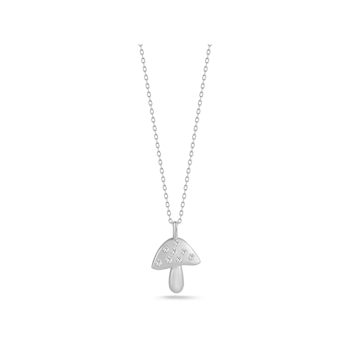 Sterling Statements Rhodium Over Sterling Silver CZ Mushroom Necklace